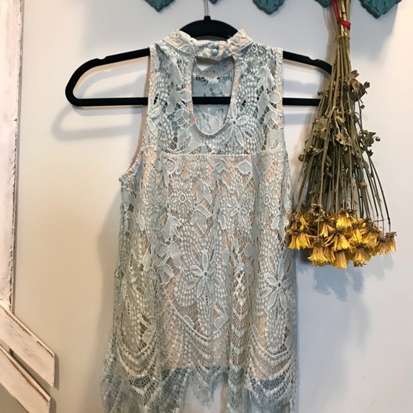 Blue Lace Tank Top - Picture 5 of 7